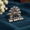 Dazzling Oxidized Peacock Ring – Traditional Design for Stylish Look 5 Oxidized Peacock Ring – Elegant Traditional Peacock Design Brass Jewelry