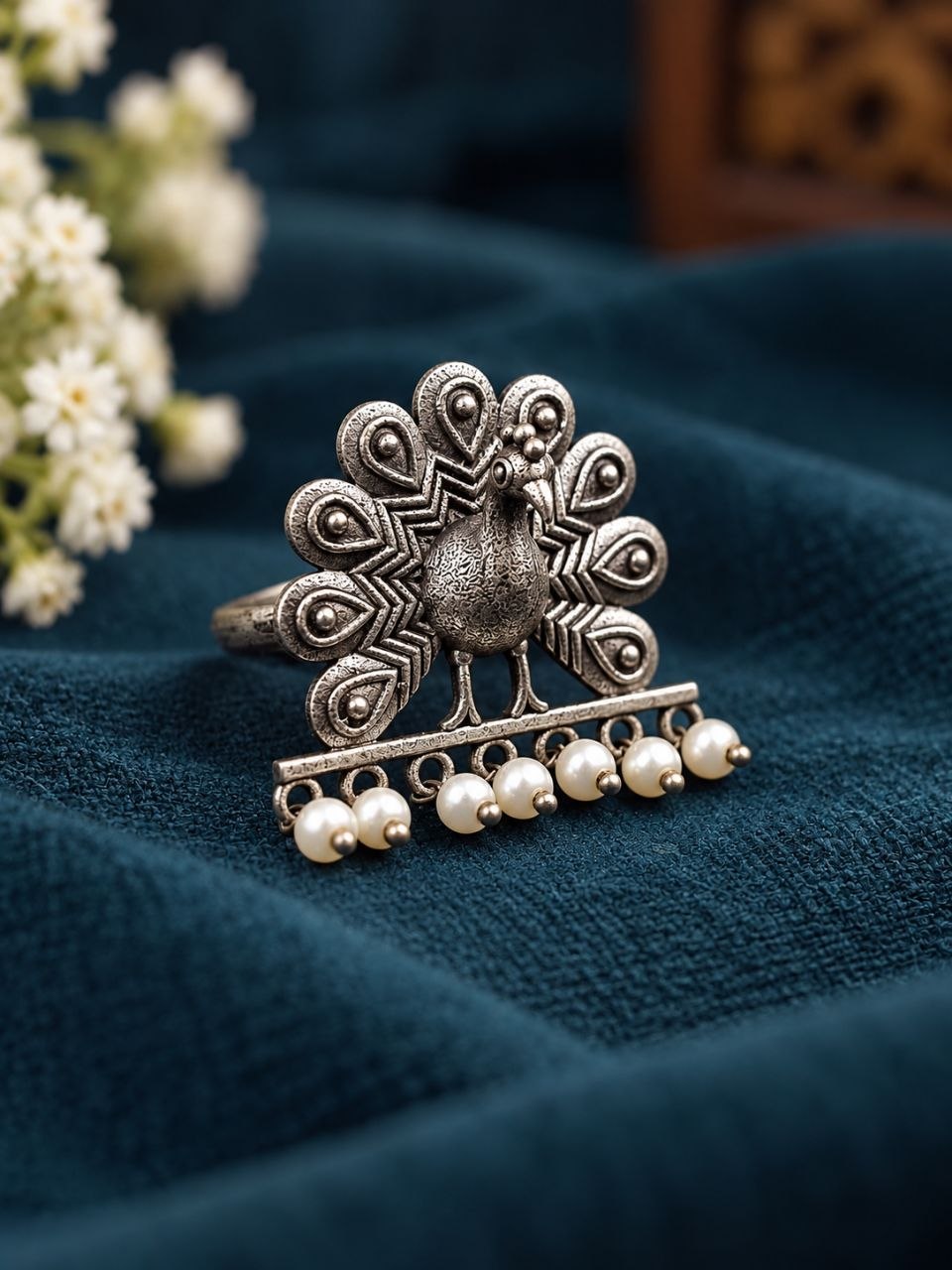 Dazzling Oxidized Peacock Ring – Traditional Design for Stylish Look 3 Oxidized Peacock Ring – Elegant Traditional Peacock Design Brass Jewelry