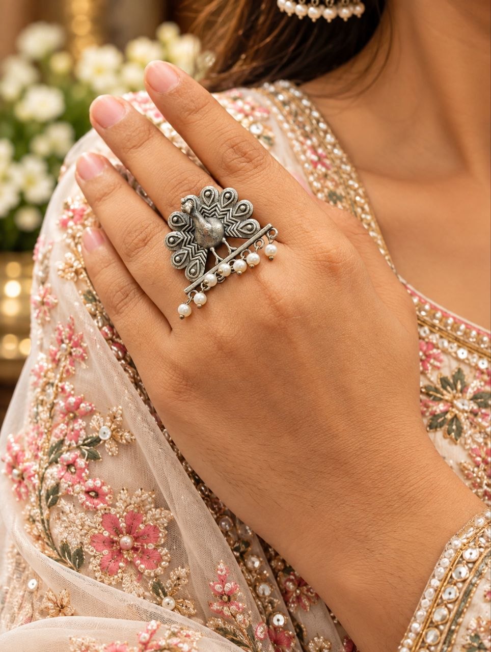 Dazzling Oxidized Peacock Ring – Traditional Design for Stylish Look 1 Oxidized Peacock Ring – Elegant Traditional Peacock Design Brass Jewelry