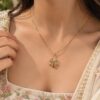 Anti Tarnish Flower Necklace – Stunning Jewelry for Women 4 Anti Tarnish Flower Necklace Elegant Floral Brass Jewelry