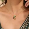 Anti Tarnish Floral Necklace Elegant Flower Brass Jewelry