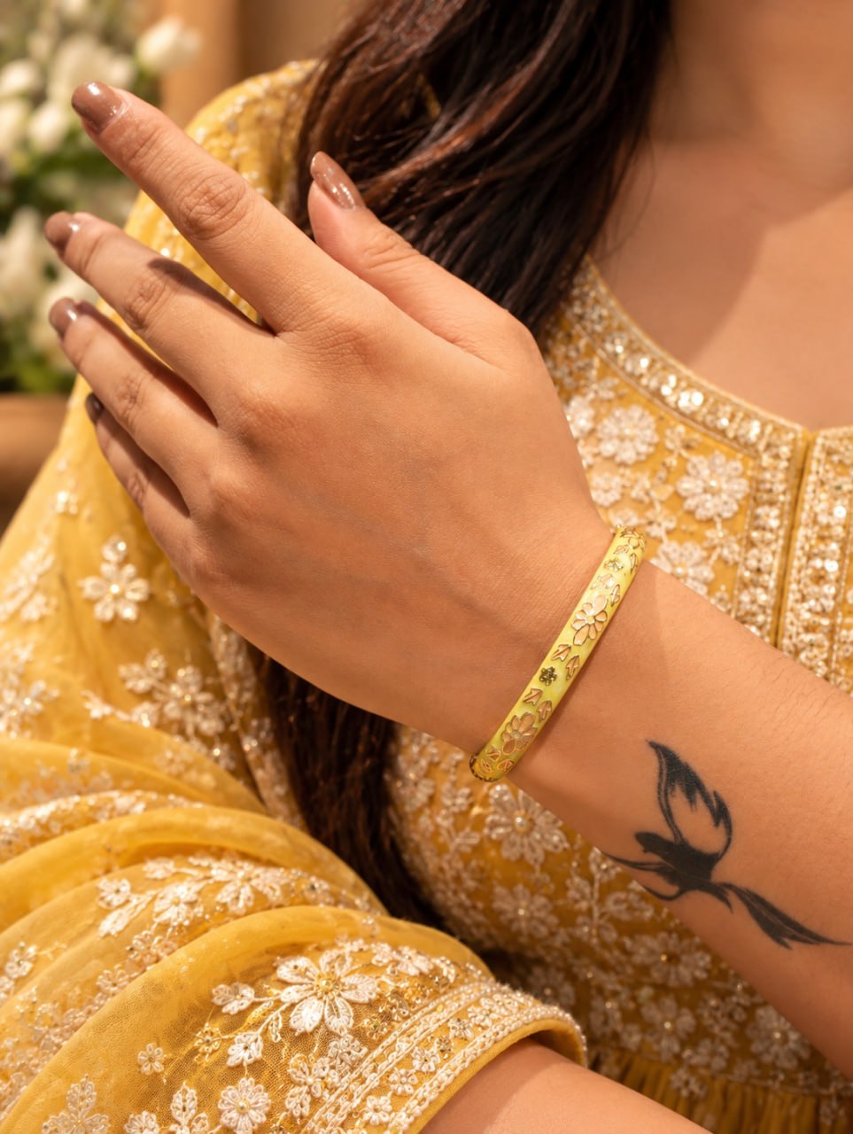 Anti Tarnish Floral Bracelet Gorgeous Design for Everyday and Festive Styling 2 Anti Tarnish Floral Bracelet Elegant Brass Flower Jewelry