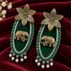 Two Tone Elephant Earring with Traditional Elephant Motif and Elegant Dual Tone Finish