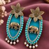 Two Tone Elephant Earring with Traditional Elephant Motif and Elegant Dual Tone Finish
