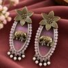 Two Tone Elephant Earring with Traditional Elephant Motif and Elegant Dual Tone Finish