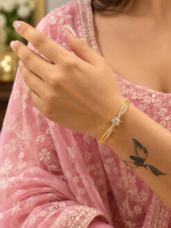 Anti Tarnish Flower Bangle beautiful floral designer brass jewelry for women