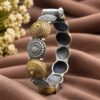 Two Tone Floral Art Bangle elegant floral brass jewelry for women