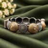 Two Tone Floral Art Bangle elegant floral brass jewelry for women