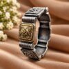 Two Tone Square Bangle – Geometric Design for Modern Look 4 Two Tone Square Bangle geometric brass jewelry with elegant two-tone finish