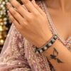 Geometric Two Tone Bangle Elegant Designer Brass Jewelry