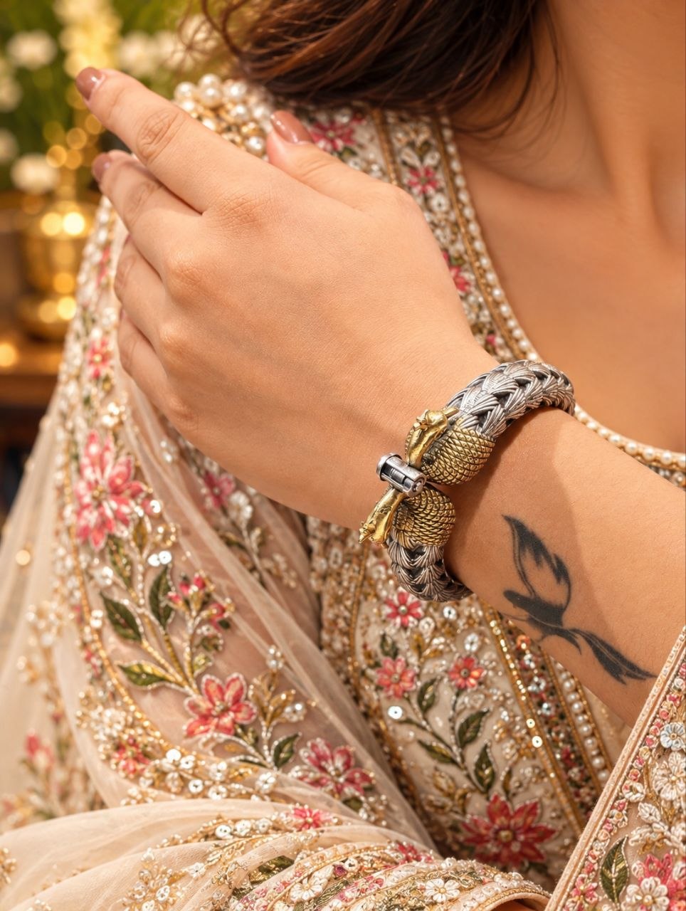 Adjustable Peacock Kada – Stunning Premium Jewelry for Party Wear 2 Adjustable Peacock Kada Elegant Peacock Design Brass Jewelry
