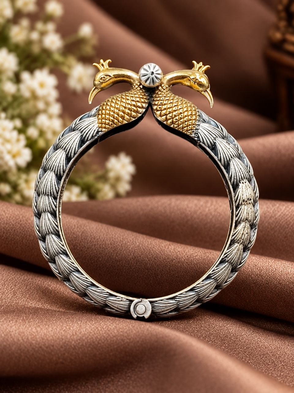 Adjustable Peacock Kada – Stunning Premium Jewelry for Party Wear 3 Adjustable Peacock Kada Elegant Peacock Design Brass Jewelry