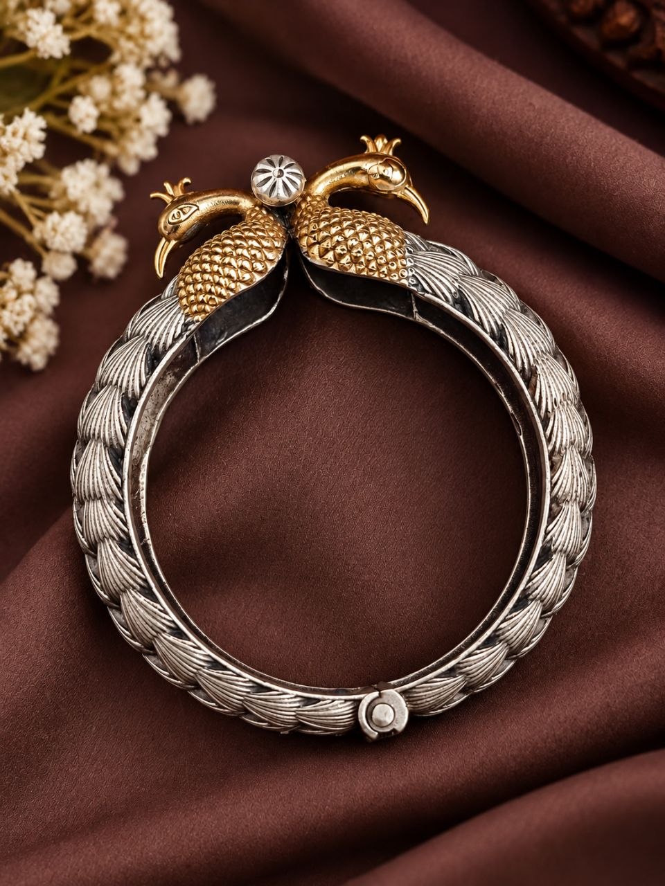 Adjustable Peacock Kada – Stunning Premium Jewelry for Party Wear 1 Adjustable Peacock Kada Elegant Peacock Design Brass Jewelry