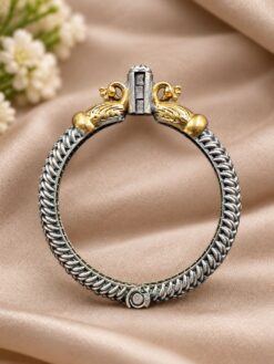 Two Tone Peacock Kada Elegant Designer Brass Jewelry