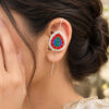 Silver Meenakari Drop Earcuff Elegant Designer Jewelry