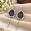 Silver Meenakari Drop Earcuff – Elegant Designer Jewelry for Traditional Wear 6 Silver Meenakari Drop Earcuff Elegant Designer Jewelry