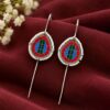Silver Meenakari Drop Earcuff – Elegant Designer Jewelry for Traditional Wear 5 Silver Meenakari Drop Earcuff Elegant Designer Jewelry