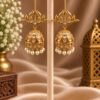 Gold Plated Dangler Leaf Earring – Traditional Design for Everyday Style 16 Dangler Leaf Earring Brass Traditional Fashion Jewelry