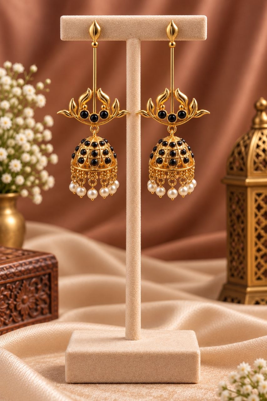 Gold Plated Dangler Leaf Earring – Traditional Design for Everyday Style 6 Dangler Leaf Earring Brass Traditional Fashion Jewelry