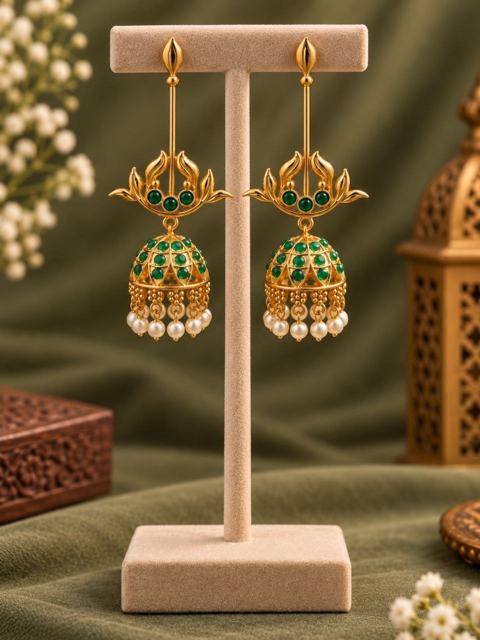 Gold Plated Dangler Leaf Earring – Traditional Design for Everyday Style 2 Dangler Leaf Earring Brass Traditional Fashion Jewelry