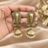 Golden Leaf Jhumka Earring with elegant traditional leaf design