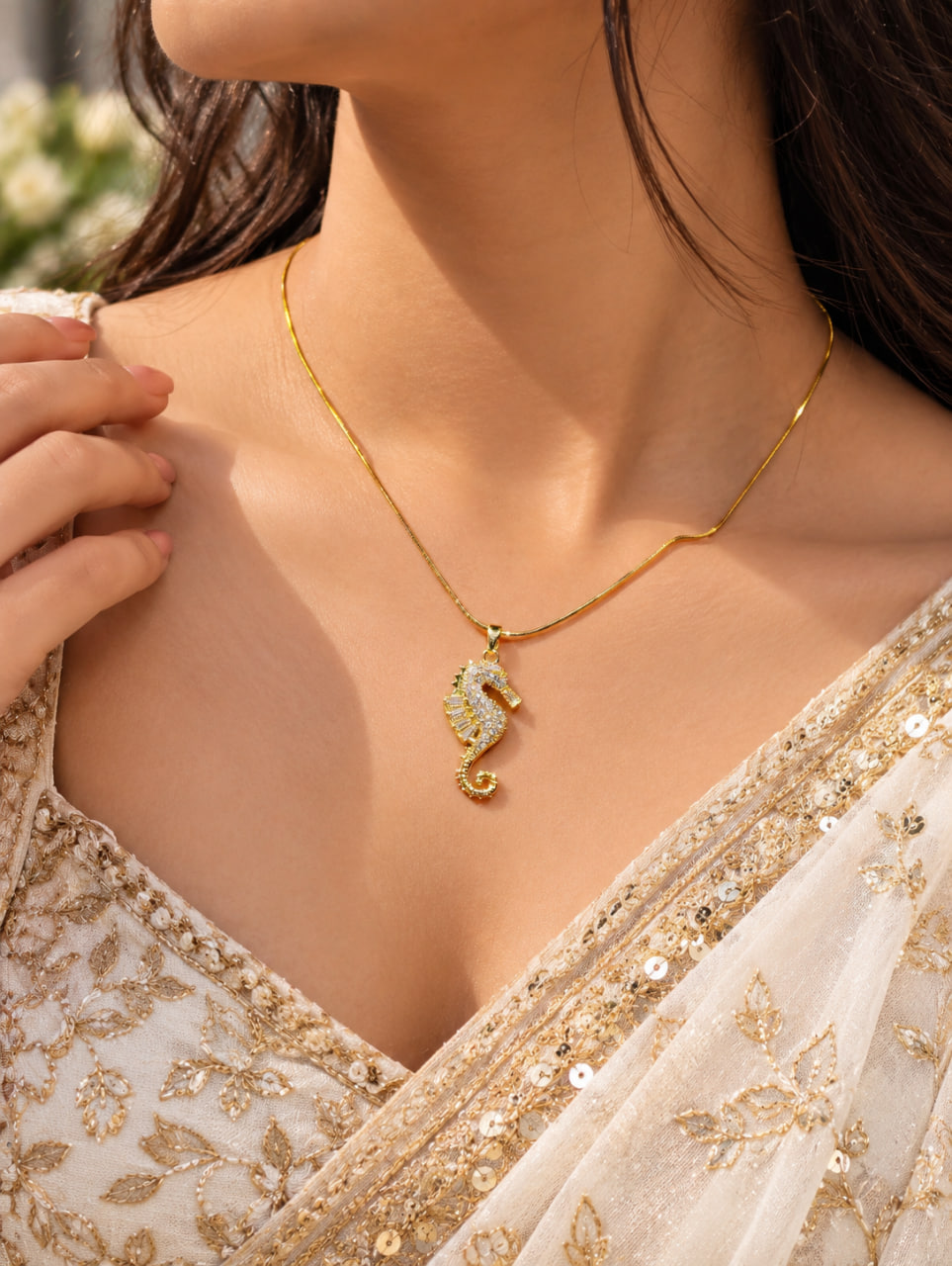 Anti Tarnish Sea Horse Necklace – Ocean-Inspired Jewelry for Party Wear 1 Anti Tarnish Sea Horse Necklace Unique Ocean Inspired Jewelry