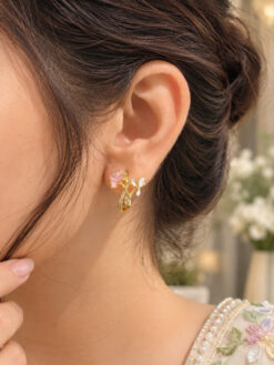 Anti Tarnish Flower Earring Premium Brass Floral Designer Jewelry