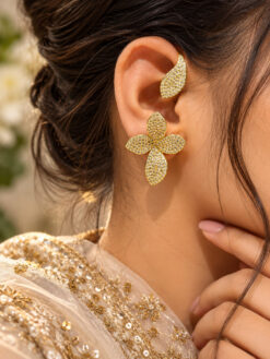 Anti Tarnish Flower Earcuff Premium Brass Floral Jewelry