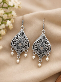 Floral Art Hook Earring stylish floral brass jewelry