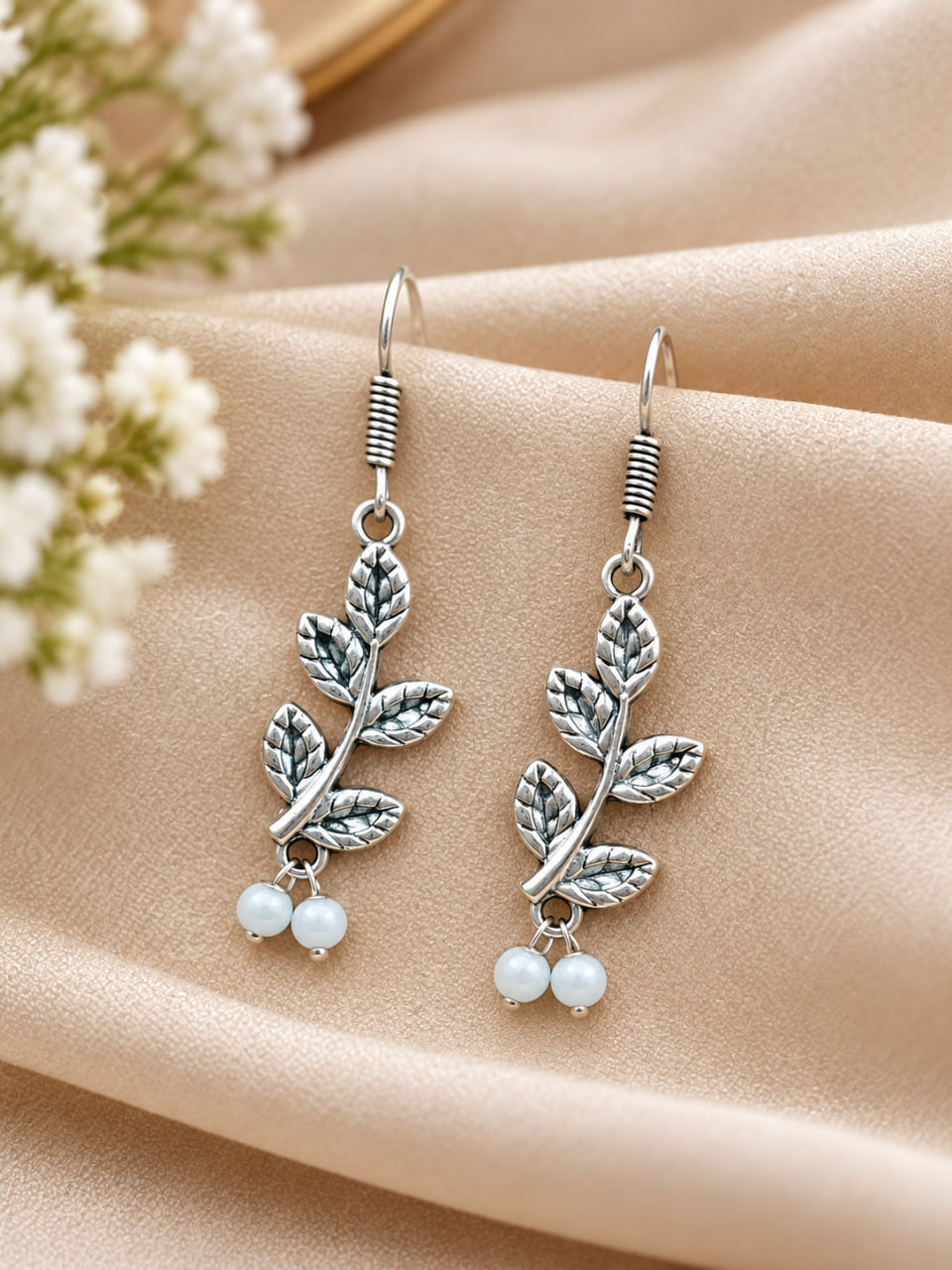 Leaf Hook Earring – Elegant Design for and Festive Looks 2 Leaf Hook Earring elegant brass jewelry design