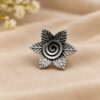 Oxidized Flower Ring floral brass traditional jewelry antique finish