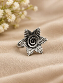 Oxidized Flower Ring floral brass traditional jewelry antique finish