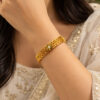 Anti Tarnish Flower Bracelet Elegant Floral Brass Jewelry for Women