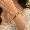 Anti Tarnish Floral Art Bangle Artistic Floral Brass Jewelry for Women