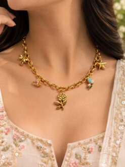 Anti Tarnish Rose Necklace Elegant Floral Brass Jewelry for Women