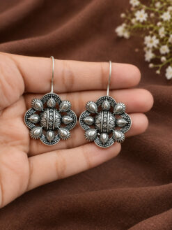 Oxidized Unique Hook Earring with traditional design and premium finish
