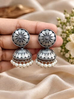 Floral Art Jhumki Earring with elegant flower detailing and traditional design