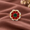 Flower Meenakari Ring with Elegant Floral Design and Traditional Detailing