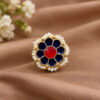 Flower Meenakari Ring with Elegant Floral Design and Traditional Detailing