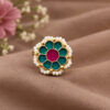 Flower Meenakari Ring with Elegant Floral Design and Traditional Detailing
