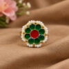 Flower Meenakari Ring with Elegant Floral Design and Traditional Detailing