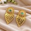 Gold Plated Leaf Earring brass nature inspired jewelry with premium polish