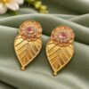 Gold Plated Leaf Earring brass nature inspired jewelry with premium polish