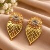 Gold Plated Leaf Earring brass nature inspired jewelry with premium polish