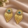 Gold Plated Leaf Earring brass nature inspired jewelry with premium polish