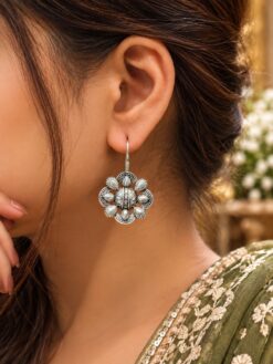 Oxidized Unique Hook Earring with traditional design and premium finish