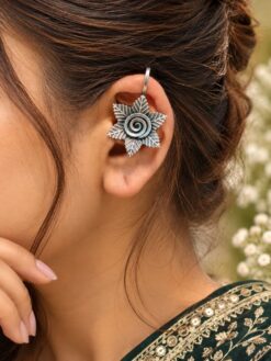 Silver Flower Bugadi floral traditional jewelry with premium silver-toned polish
