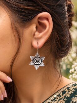 Flower Hook Earring with elegant floral design and premium polish