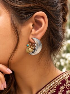 Two Tone Peacock Earring brass traditional jewelry with premium polish