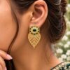 Gold Plated Leaf Earring brass nature inspired jewelry with premium polish